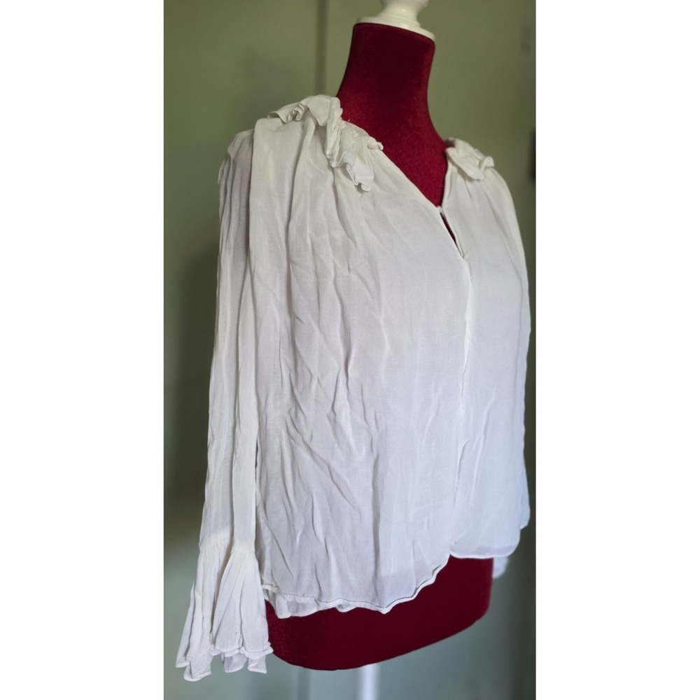 Zara Trafaluc Collection Long Sleeve Ruffle Top Women's Size Small Romantic